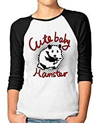 JuJuhk Cute Baby Hamster Young Women Raglan Funny Printed tee Shirt