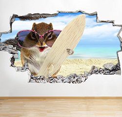 tekkdesigns B031 Hamster Funny Animal Pet surf playa pegatinas de pared de vinilo Póster 3d art (enorme (100 x 175 cm))